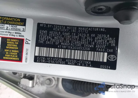 2012 Toyota Camry Se z USA, uszkodzony, nr VIN 4T1BF1FK3CU053256